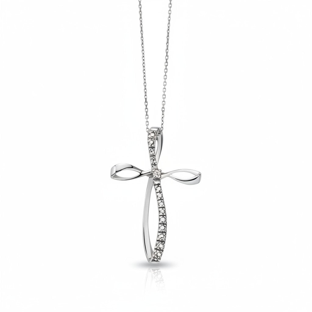 Miluna Weißgold-Halskette mit Kreuz und Diamant – CLD4230