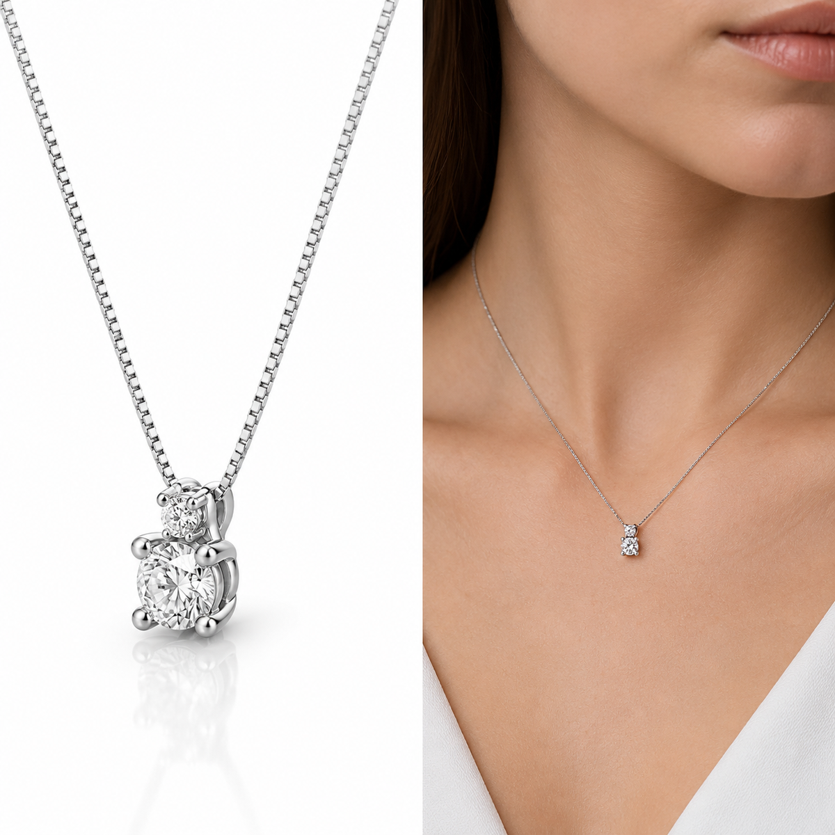 COLLIER MILUNA PUNTO LUCE in ORO BIANCO E DIAMANTI - CLD4240-020G7