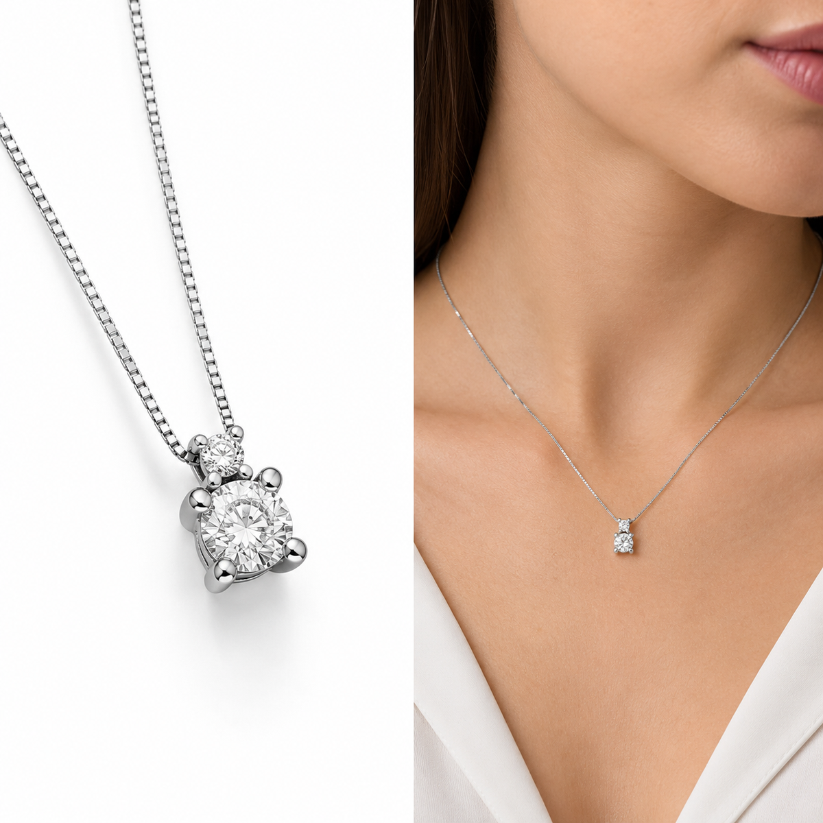 COLLIER MILUNA PUNTO LUCE in ORO BIANCO E DIAMANTI - CLD4240-020G7