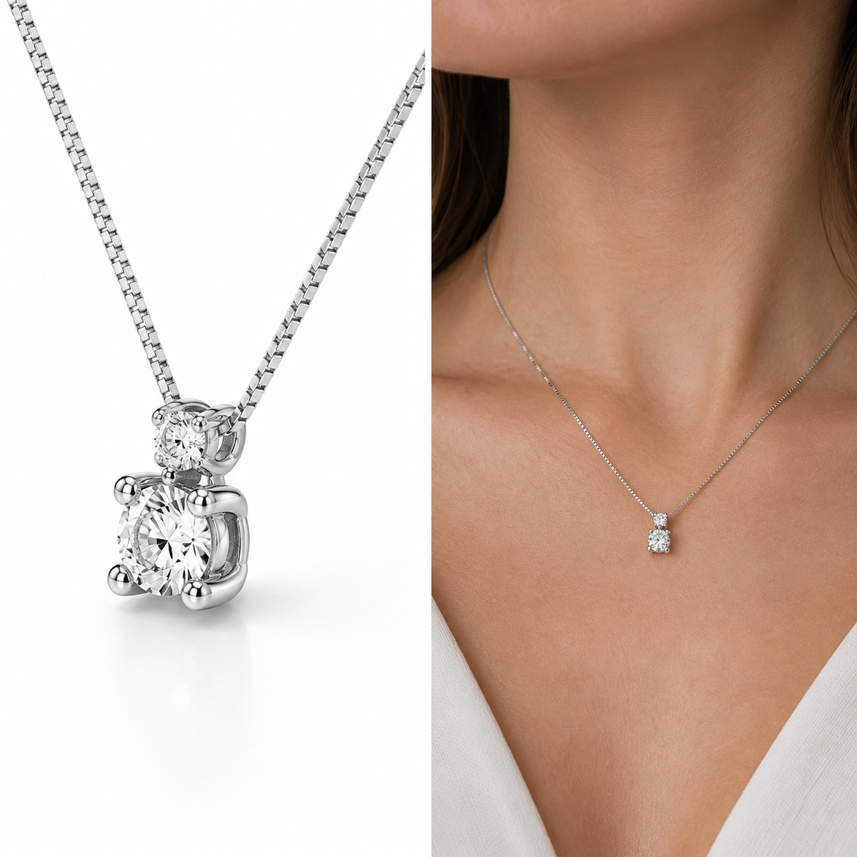 COLLIER MILUNA PUNTO LUCE in ORO BIANCO E DIAMANTI - CLD4240-020G7