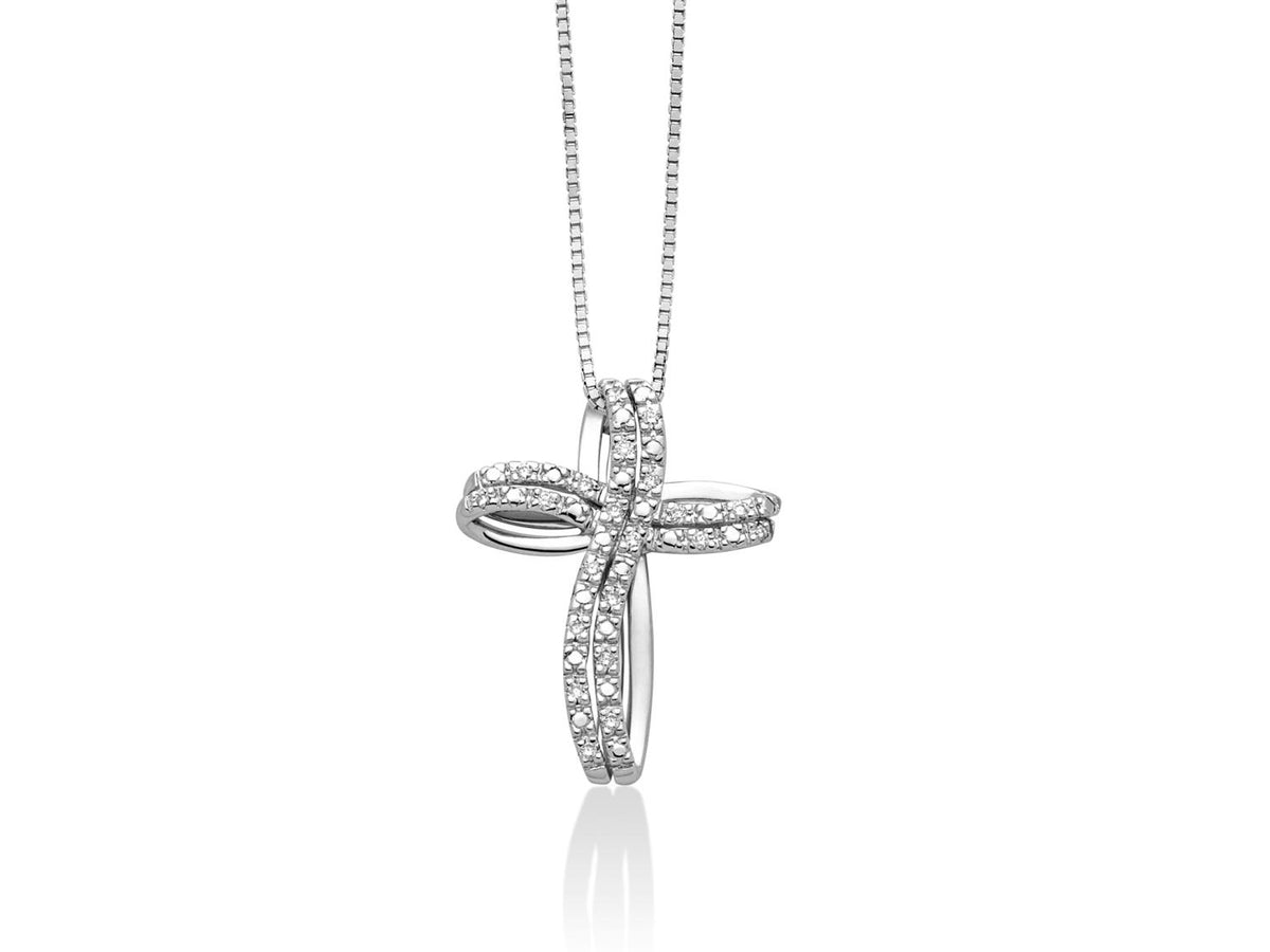 Collier Miluna en or blanc 18kt avec croix en diamants - CLD4296