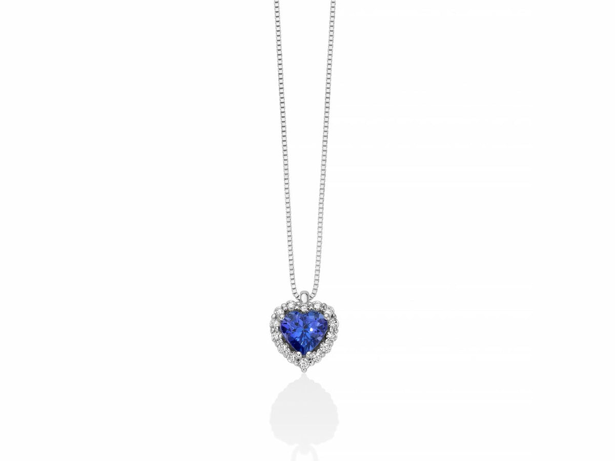 Miluna Collana con tanzanite a cuore 5x5 mm e diamanti in oro bianco 18 kt ct 0,105 - CLD4464