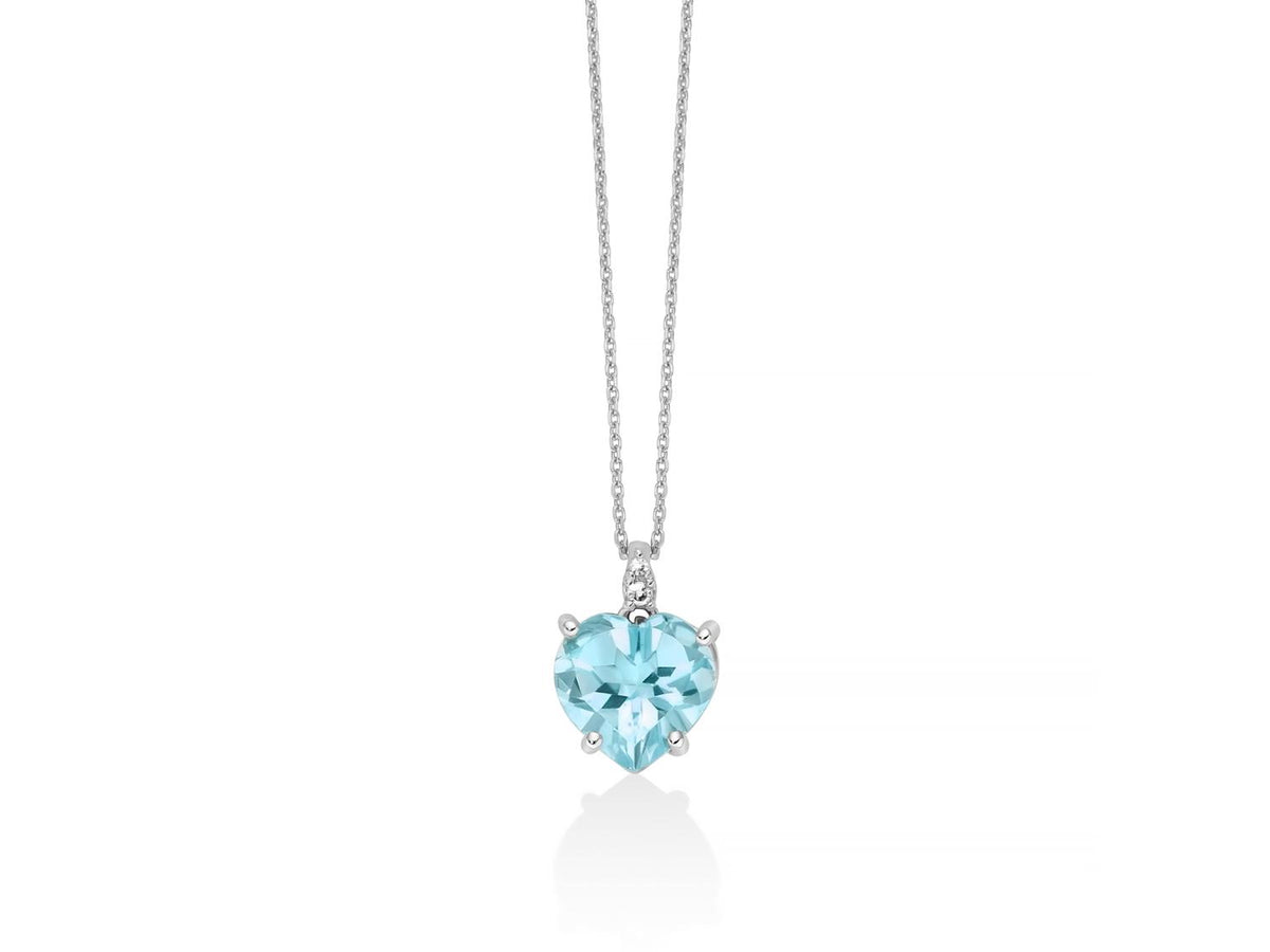 Miluna Collana con pendente Gemma del Cielo a cuore 8x8 mm e diamanti naturali in oro bianco 9 kt - CLD4694X