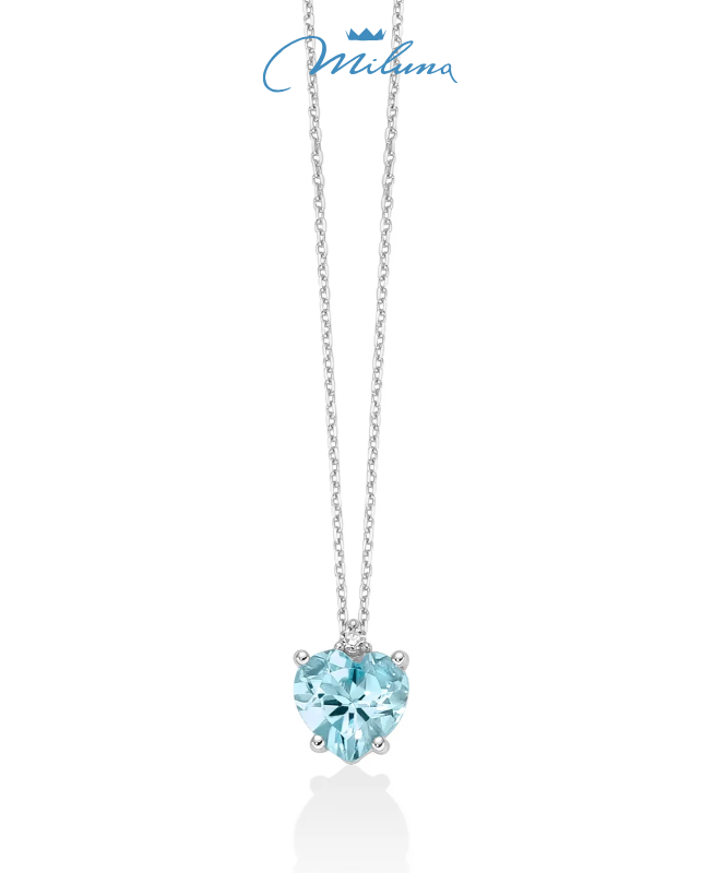 Collana Miluna con Gemma del Cielo a cuore e diamante in oro bianco 375 - CLD4697X