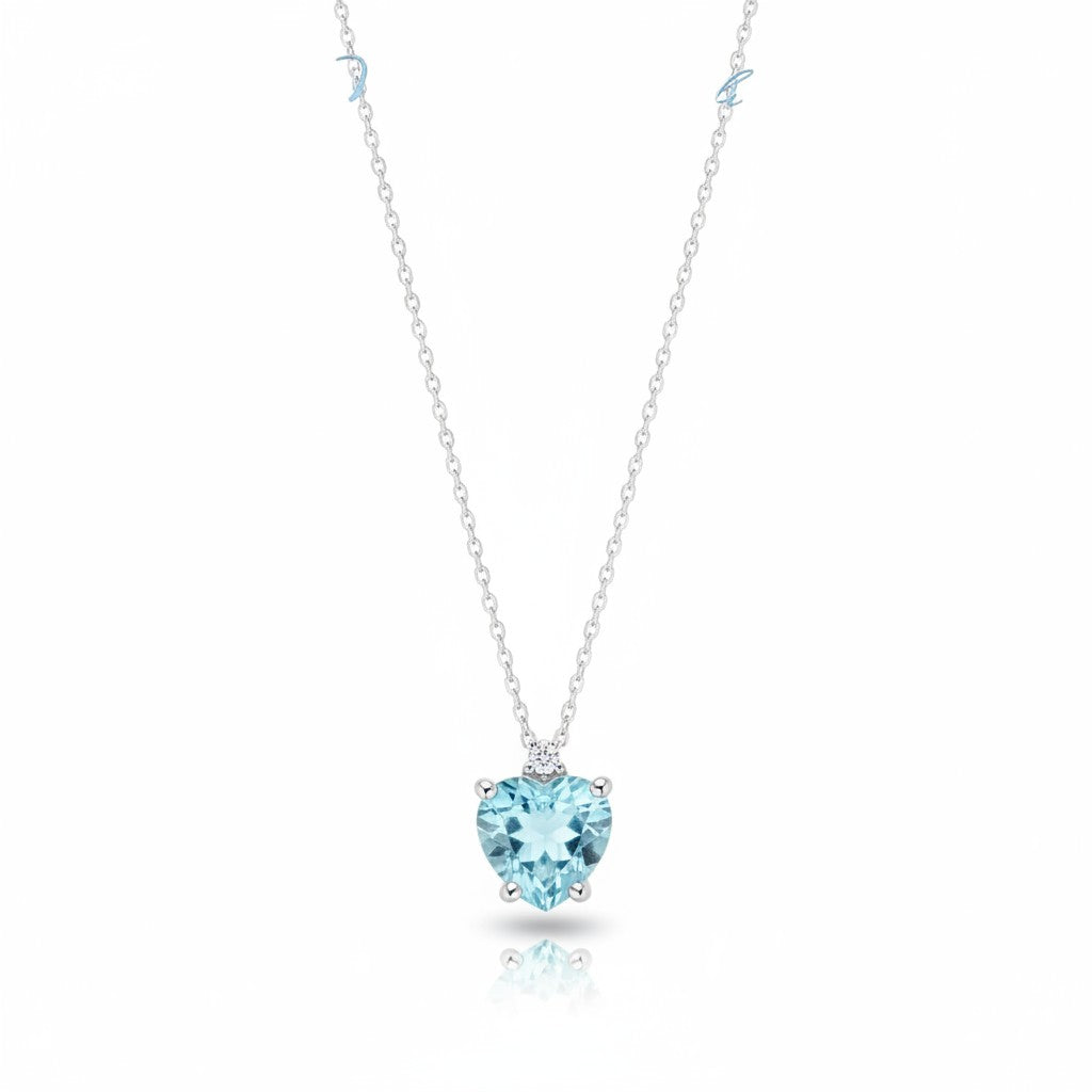 Collana Miluna con Gemma del Cielo a cuore e diamante in oro bianco 375 - CLD4697X