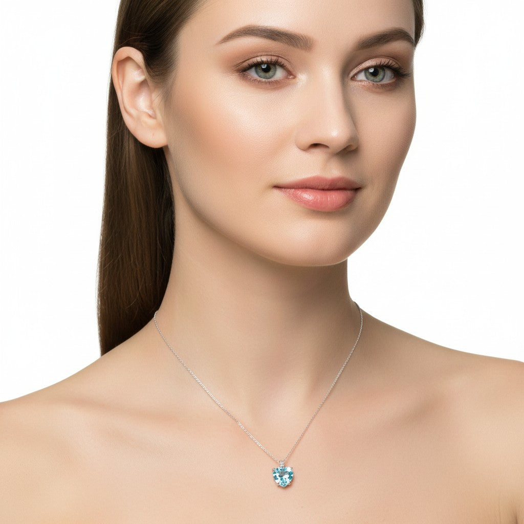 Collana Miluna con Gemma del Cielo a cuore e diamante in oro bianco 375 - CLD4697X