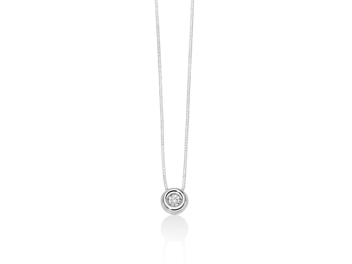 Miluna Collana punto luce in oro bianco 18 kt con diamante naturale ct 0,05 - CLD4791-005G7