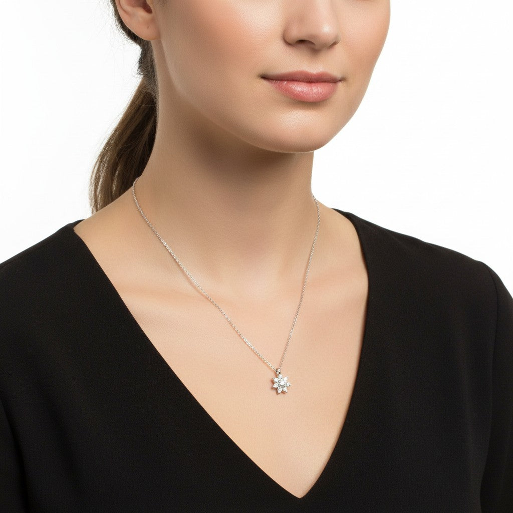 COLLANA MILUNA IN ORO BIANCO 18kt con diamanti incastonati in piastrina incanto - CLD4830