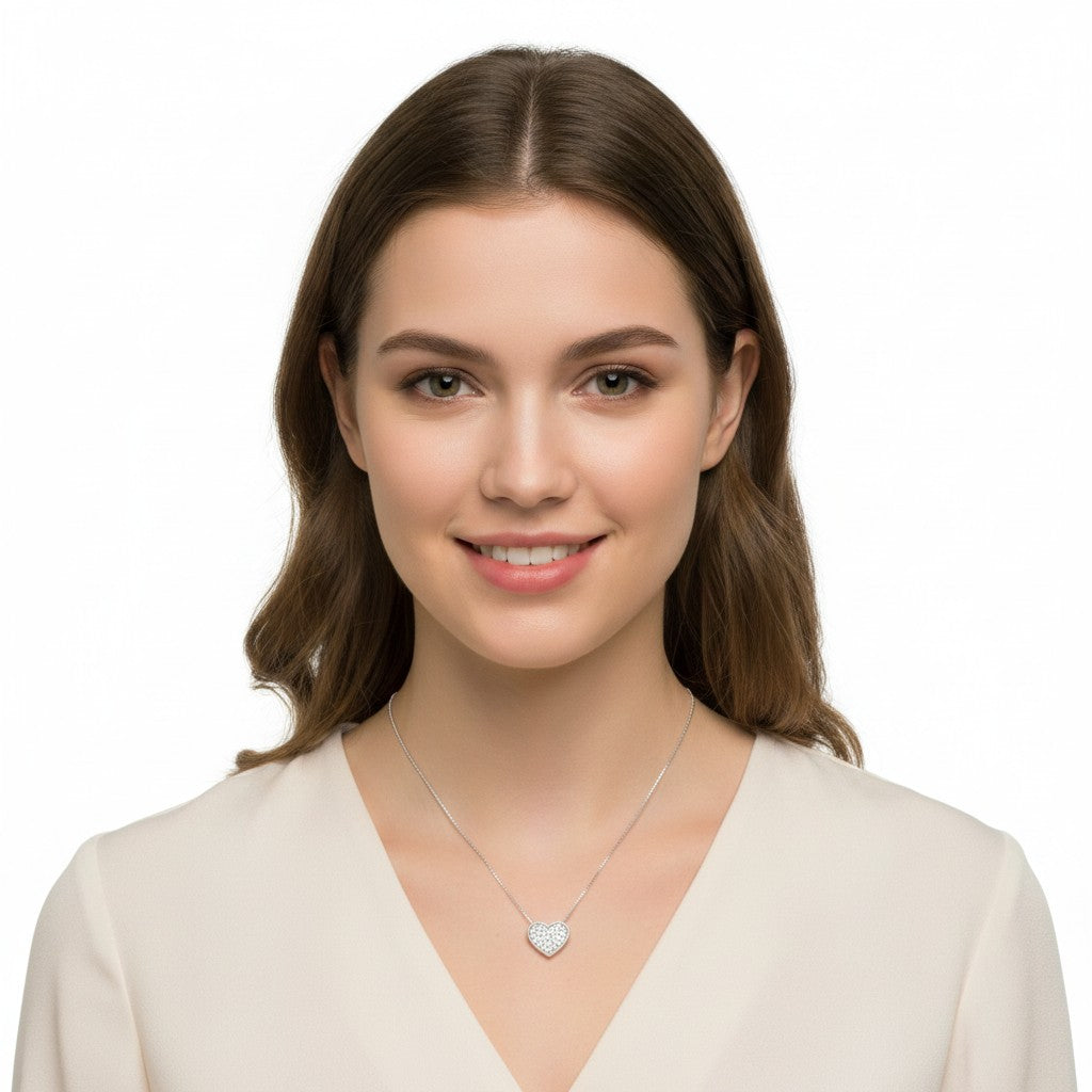 Collana Miluna in oro bianco 18kt con cuore medio di diamanti - CLD4919