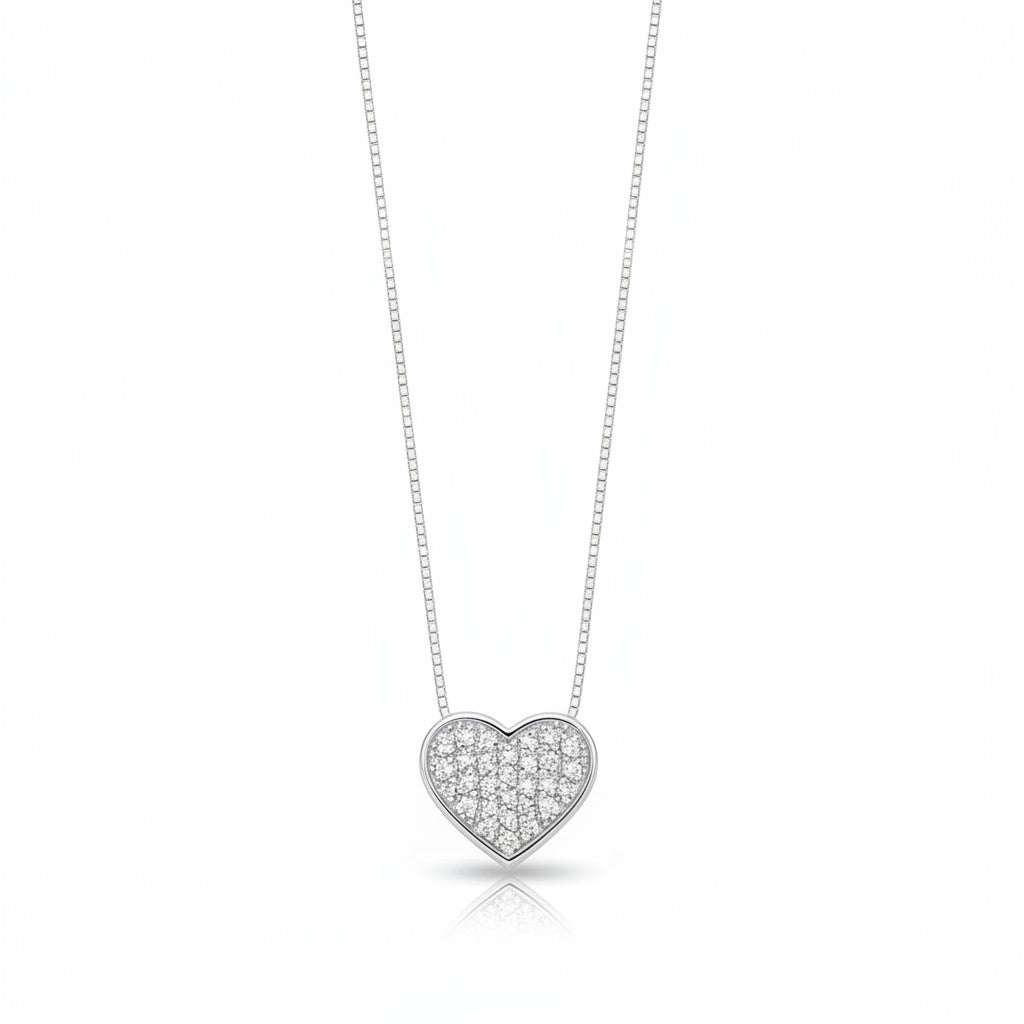 Collana Miluna in oro bianco 18kt con cuore medio di diamanti - CLD4919