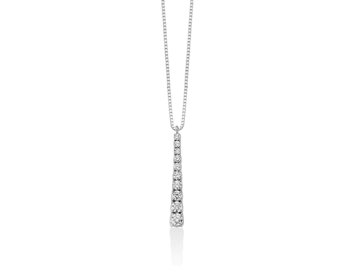 Miluna Collana con pendente di diamanti a scalare in oro bianco 18 kt con diamanti naturali ct 0,40 - CLD4995