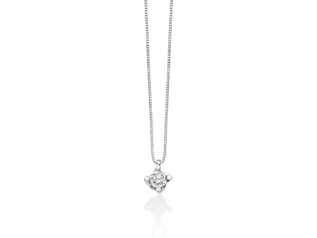 Miluna Collana punto luce a valentino in oro bianco 18 kt con diamante naturale ct 0,18 - CLD5065-018G7