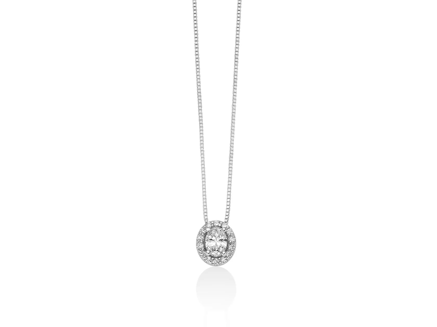Collana Miluna Punto Luce ovale con contorno di diamanti - CLD5152