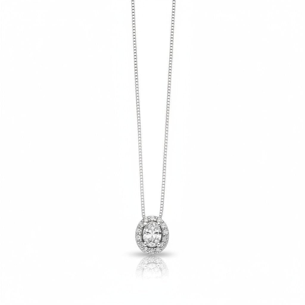 Collana Miluna Punto Luce ovale con contorno di diamanti - CLD5152