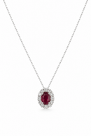 Girocollo Miluna con rubino centrale e giro di diamanti, in oro bianco 18kt - CLD5169