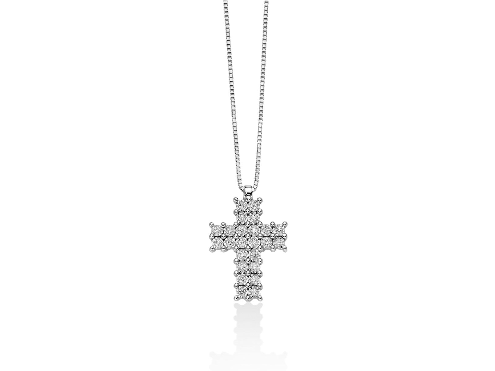 Collier Miluna croce in oro bianco 18kt e diamanti - CLD5247