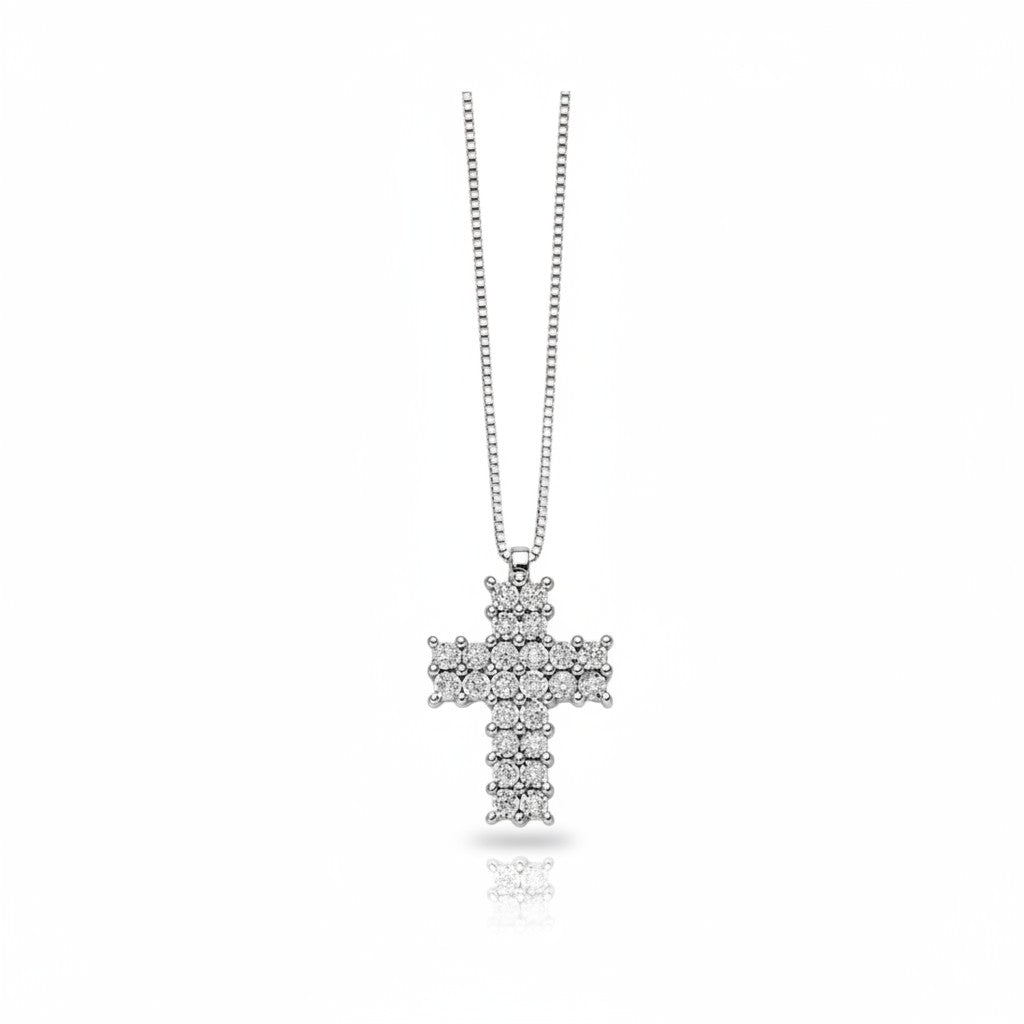 Collier Miluna croce in oro bianco 18kt e diamanti - CLD5247