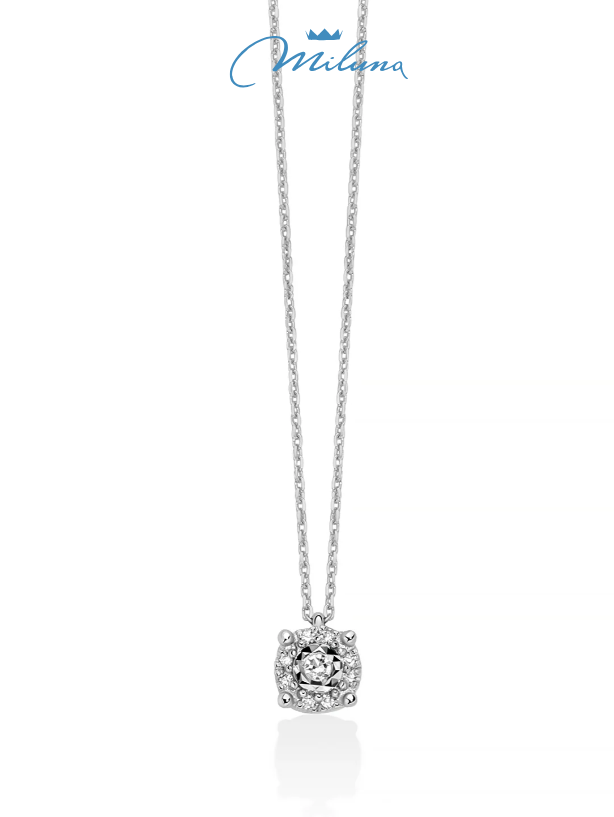 Collana Miluna con pendente di diamanti incastonati in oro bianco 375 - CLD5313X
