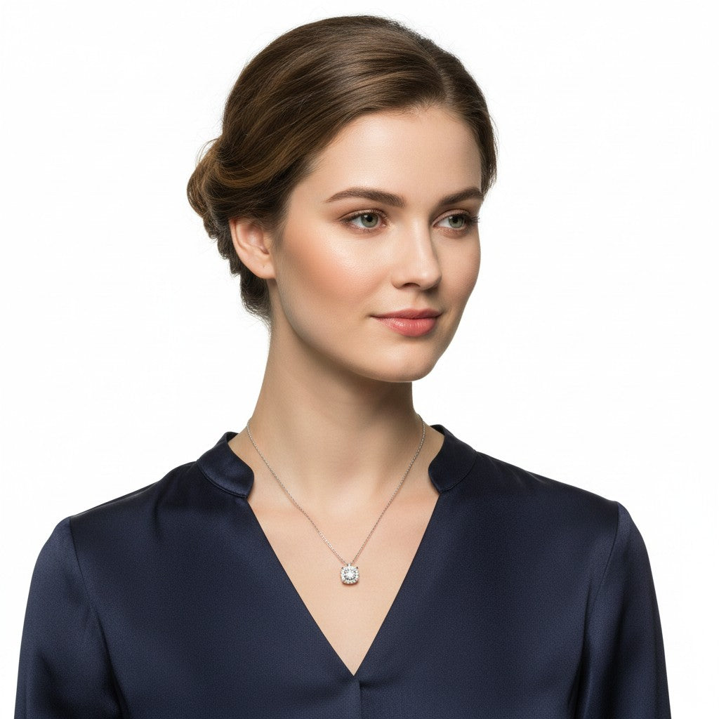Collana Miluna con pendente di diamanti incastonati in oro bianco 375 - CLD5313X