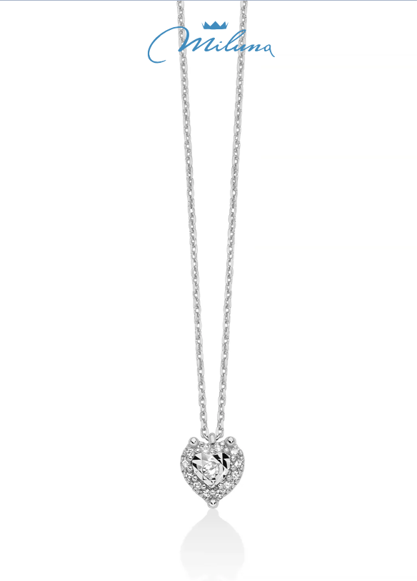 Collana Miluna in oro bianco 375 con cuore illuminato di diamanti - CLD5315X