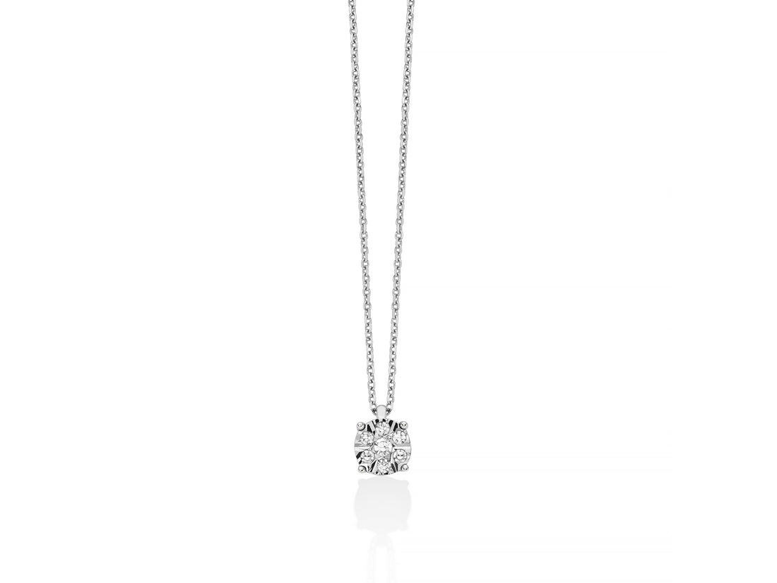 Collana Miluna punto luce in oro bianco 18kt e diamante centrale - CLD5325