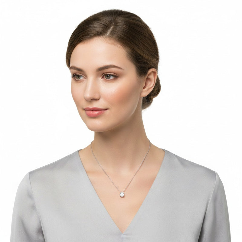 Collana Miluna Punto Luce in Oro Bianco 18 kt con Diamanti Naturali - CLD5326