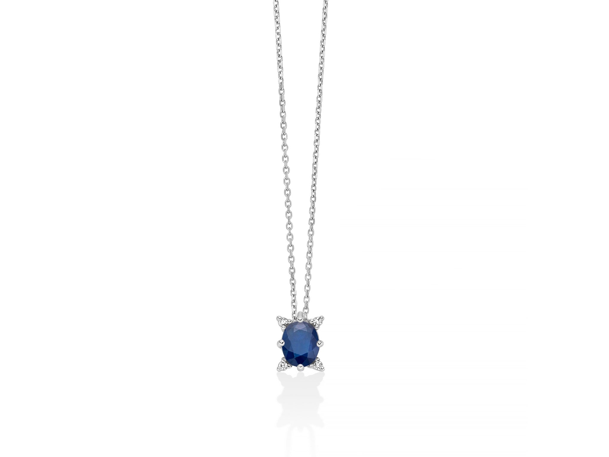 Collana Miluna iin Oro Bianco 18 carati con Zaffiro Blu e Diamanti Naturali - CLD5383