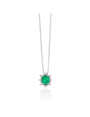 Collana Miluna in oro bianco18kt, diamanti e smeraldo - CLD5385