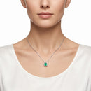 Collana Miluna in oro bianco18kt, giro di diamanti e smeraldo centrale - CLD5385