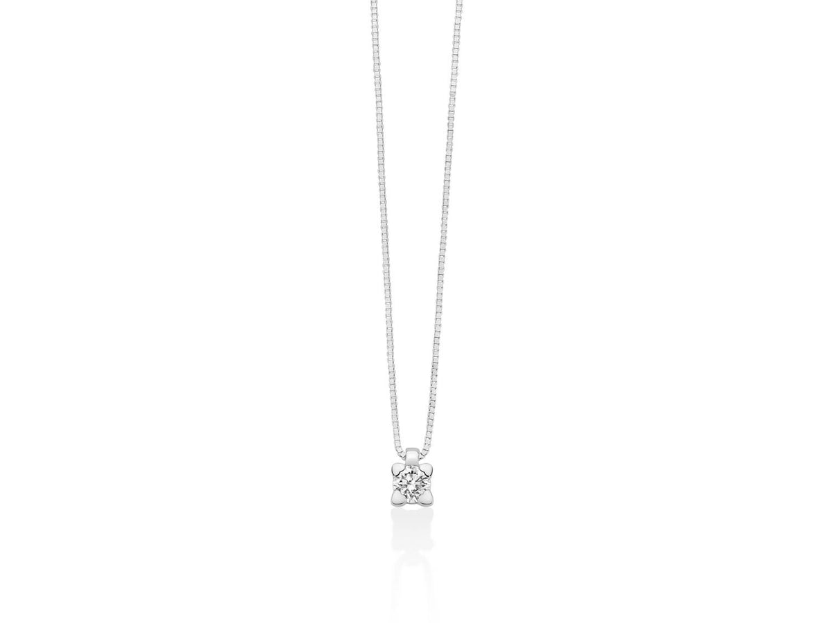 Miluna Collana punto luce con griffe a cuore in oro bianco 18 kt con diamante naturale ct 0,10 - CLD5419-010