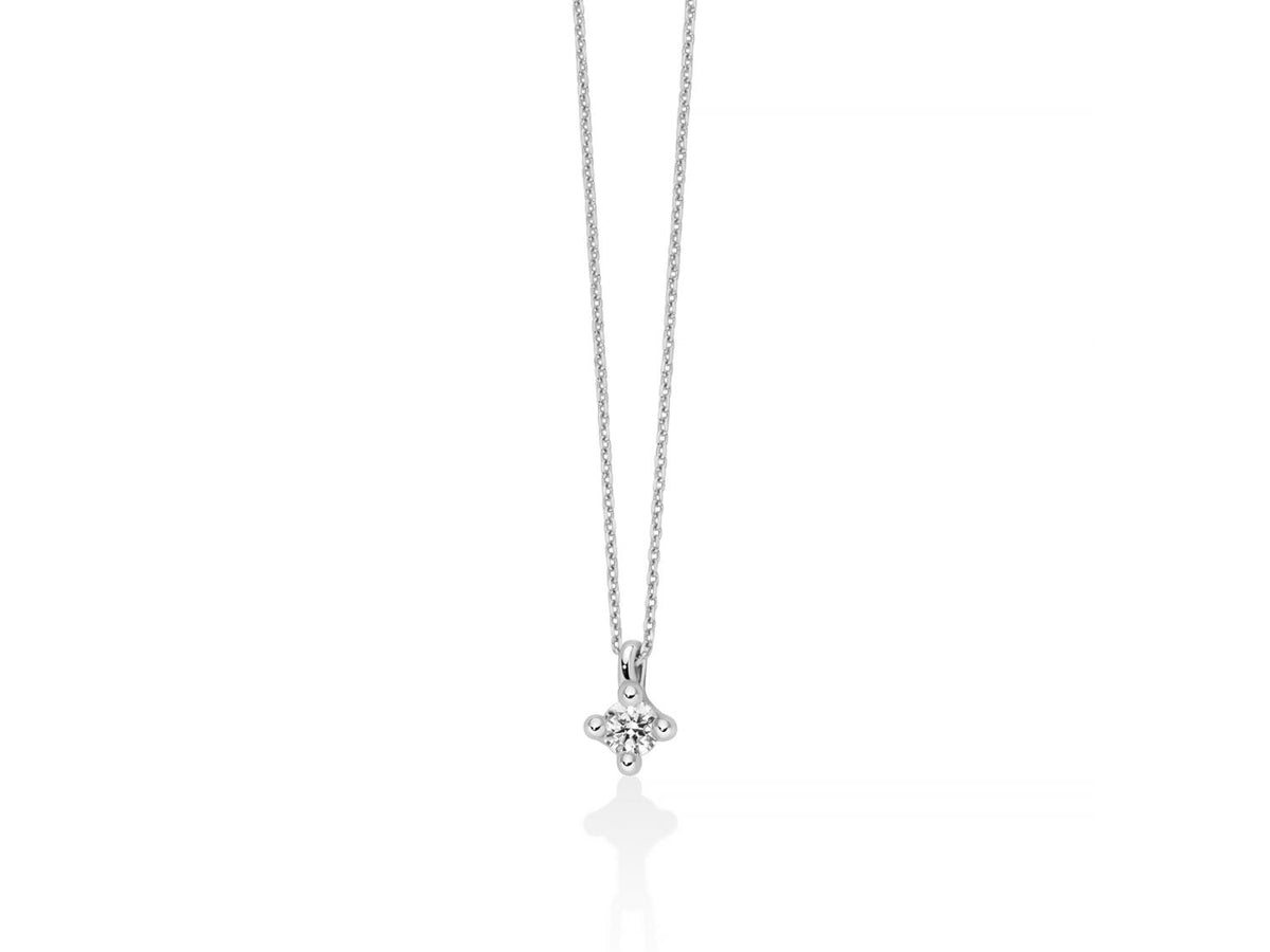 Miluna Collana punto luce in oro bianco 9 kt con diamante naturale ct 0,10 - CLD5446-010X
