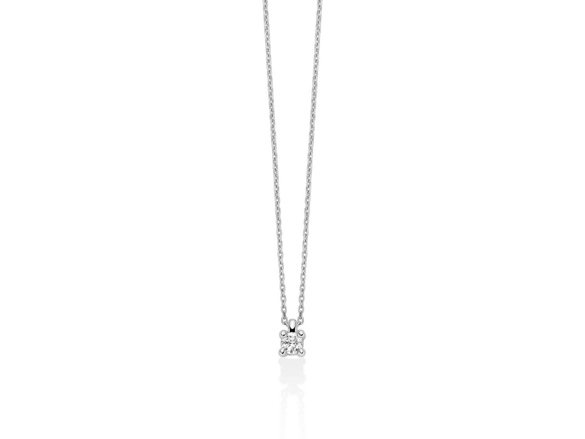 Miluna Collana punto luce in oro bianco 9 kt con diamante naturale ct 0,06 - CLD5447-006X