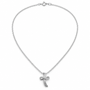 Collana Miluna con croce stilizzata e diamante — Oro bianco 18 kt — Croce 11 × 8 mm - CLD5469