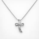 Collana Miluna con croce stilizzata e diamante — Oro bianco 18 kt — Croce 11 × 8 mm - CLD5469