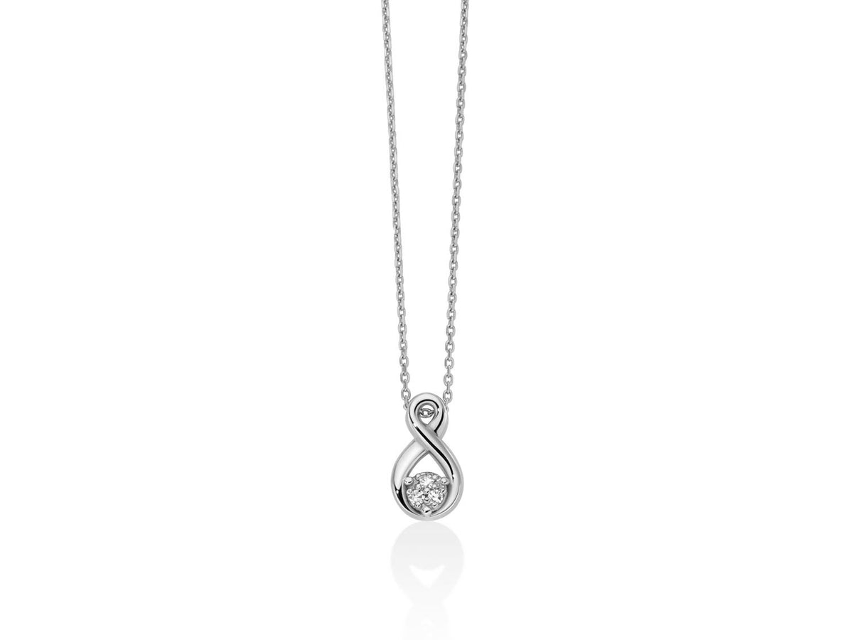 Miluna Collana a nodo infinito in oro bianco 9 kt con diamanti naturali ct 0,021 - CLD5481X
