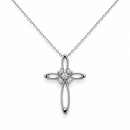 Collana Miluna Croce con Diamanti — Oro bianco 9 kt - CLD5486X