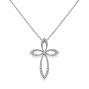 Collana Miluna Croce con Diamanti — Oro bianco 9 kt - CLD5487X