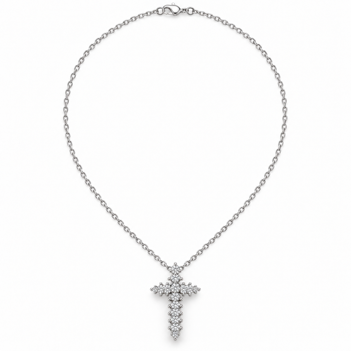 Collana Miluna con croce in diamanti — Oro bianco 9 kt  — Croce 17 × 10 mm - CLD5488X