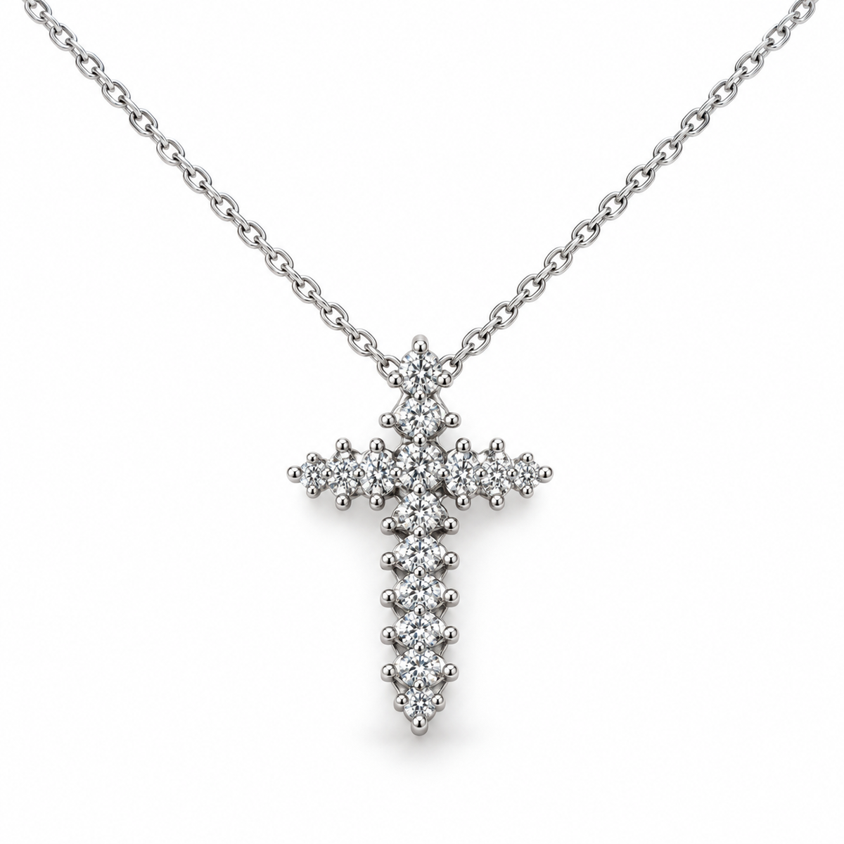 Collana Miluna con croce in diamanti — Oro bianco 9 kt  — Croce 17 × 10 mm - CLD5488X