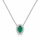 Collana Miluna in oro bianco 9kt, smeraldo centrale e giro di diamanti - CLD5502X