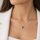 Collana Miluna in oro bianco 9kt, zaffiro centrale e giro di diamanti - CLD5503X