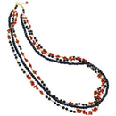 Koliè 925 - Collana in argento dorato e corallo naturale a a 3 fili - CL NERES 06