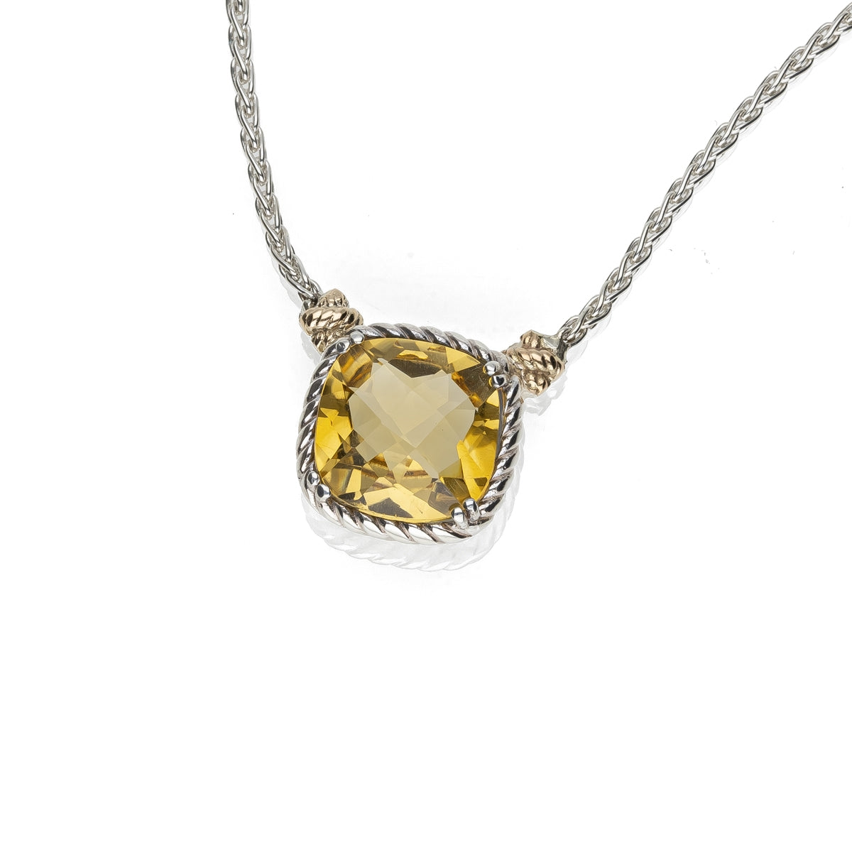 Collana De Nobili Nodi intreccio pietra quadrata piccola, quarzo giallo citrino - CO2824-Gia