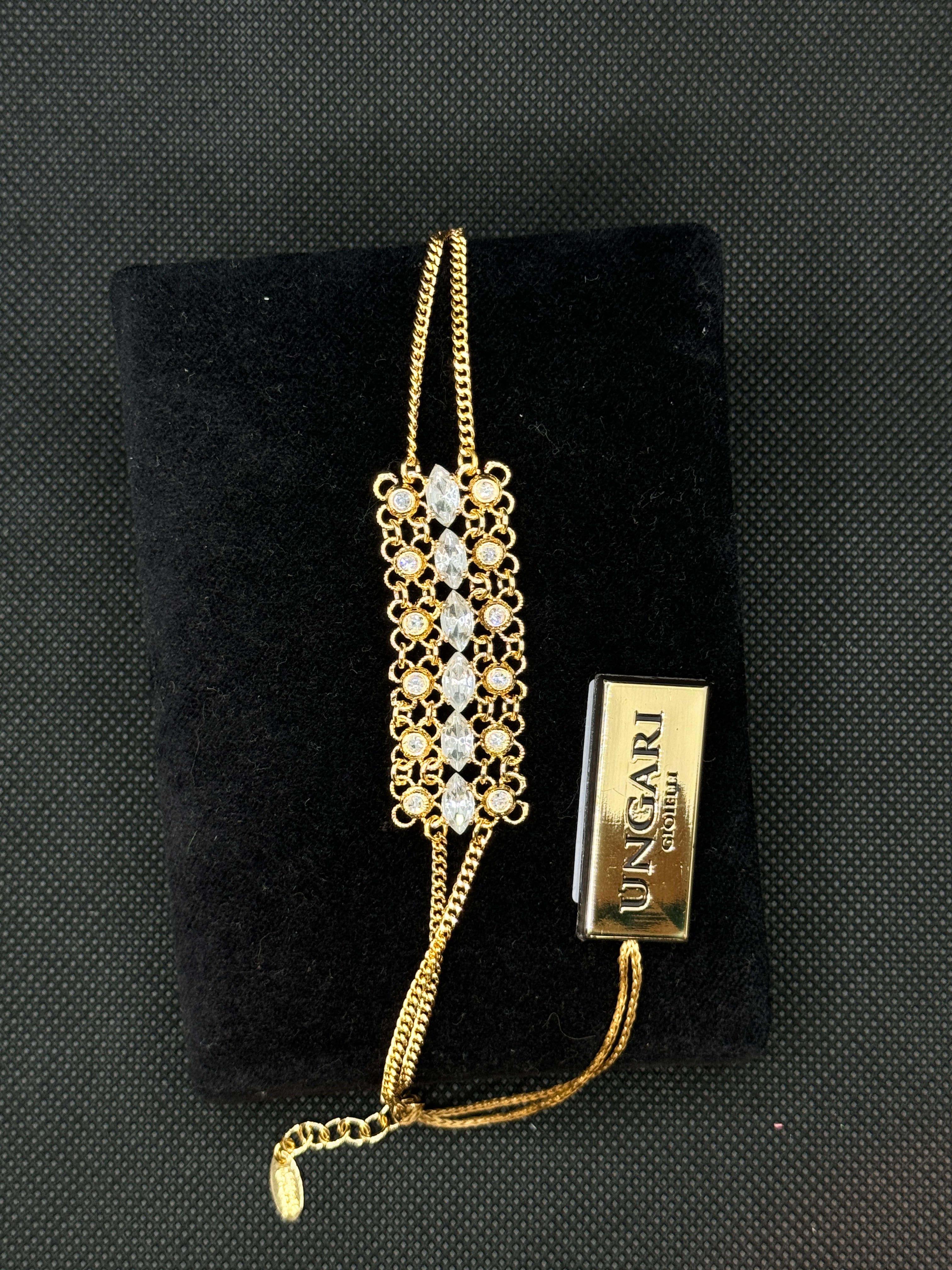 Lorenzo Ungari - Bracelet in gilded bronze and zircons - CAMIRE BR 003