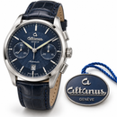 Orologio Altanus Elite — Cronografo automatico, quadrante blu e cinturino in alligatore — NOS, 42mm - 7875