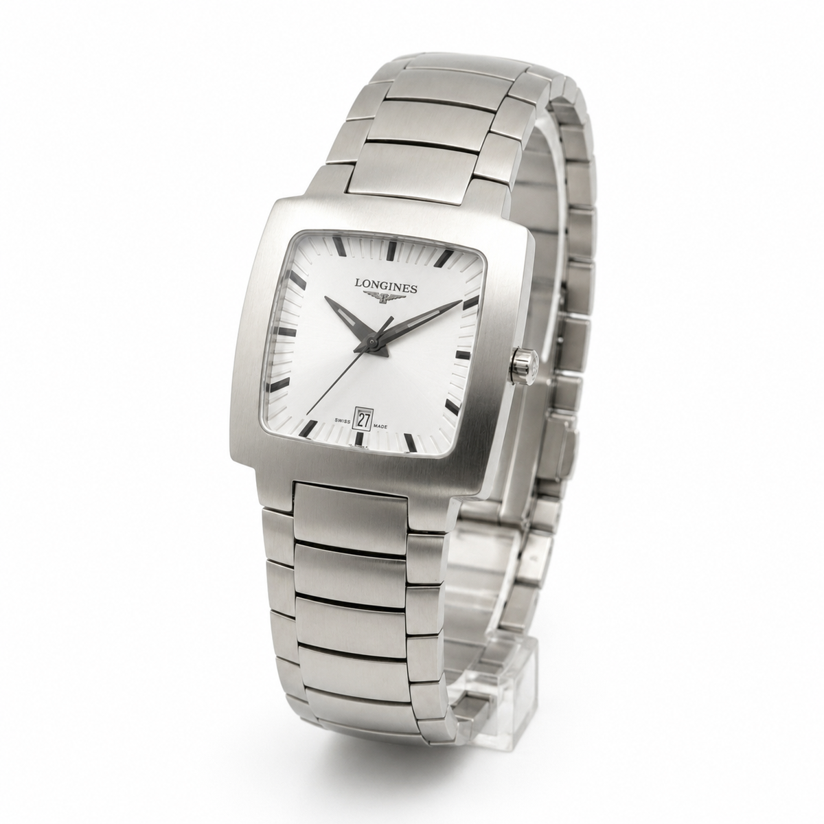 Orologio Longines Oposition, Quarzo quadrante bianco, cassa quadrata 27x27mm - L35074726