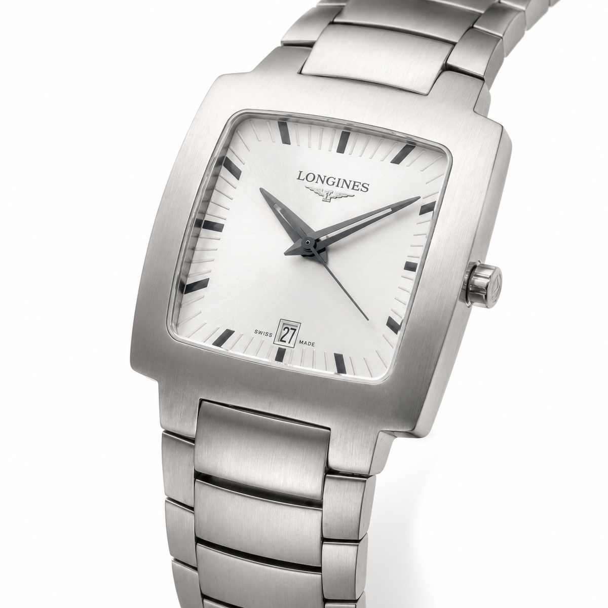 Orologio Longines Oposition, Quarzo quadrante bianco, cassa quadrata 27x27mm - L35074726