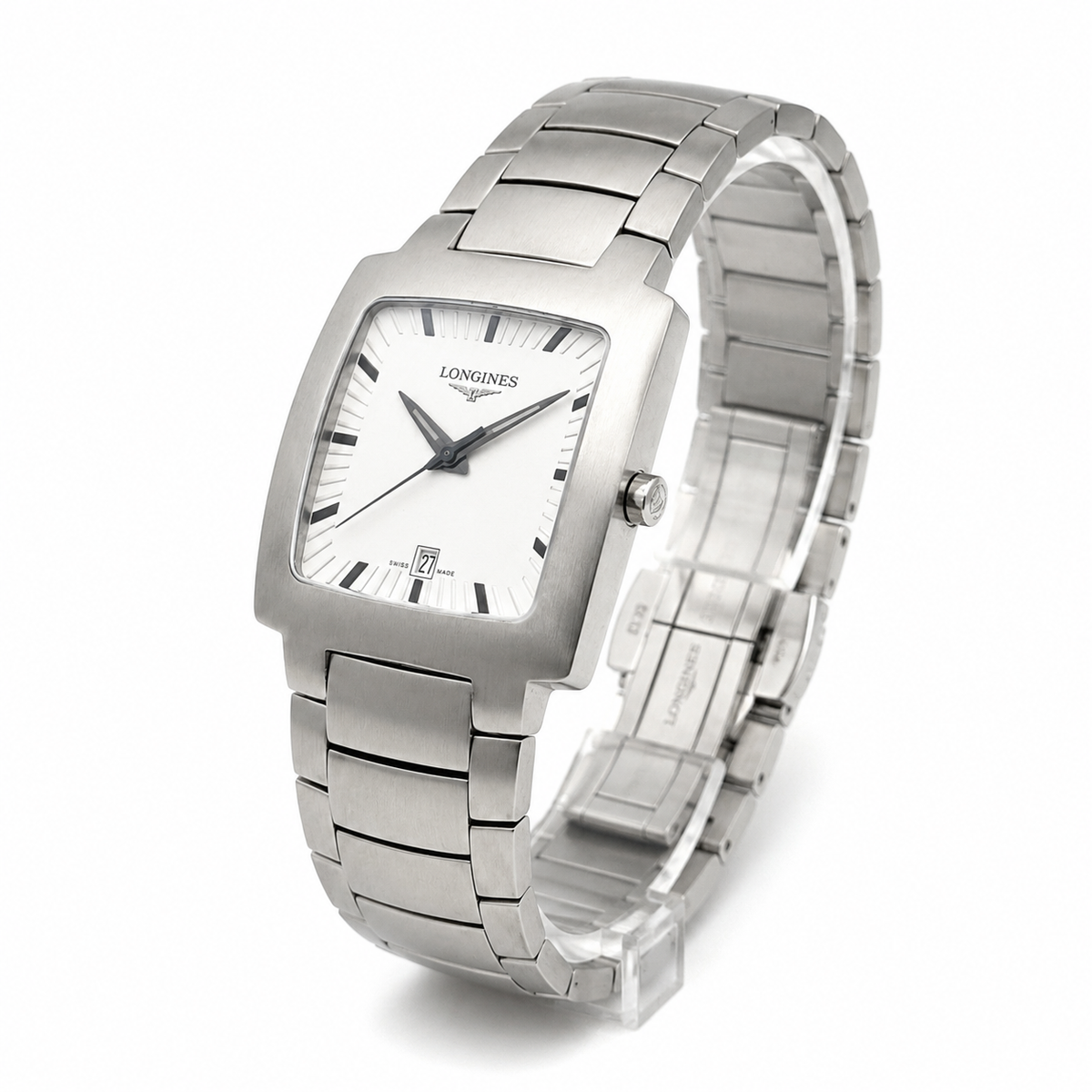 Orologio Longines Oposition, Quarzo quadrante bianco, cassa quadrata 27x27mm - L35074726