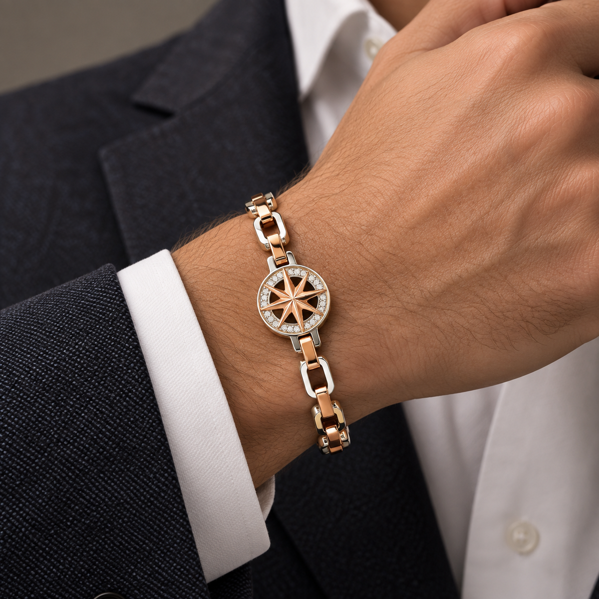Bracciale Zancan in Acciaio placcato oro rosa - rosa dei venti - EHB241
