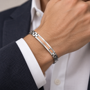 Bracciale Zancan Hi-Teck uomo in acciaio e PVD oro rosa con targa a vite — 21 cm regolabile - EHB216